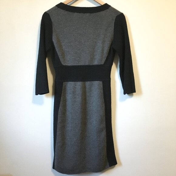 Maggy London Two Tone Merino Wool Colourblock Sweater 3/4 Sleeve Dress - Picture 2 of 13